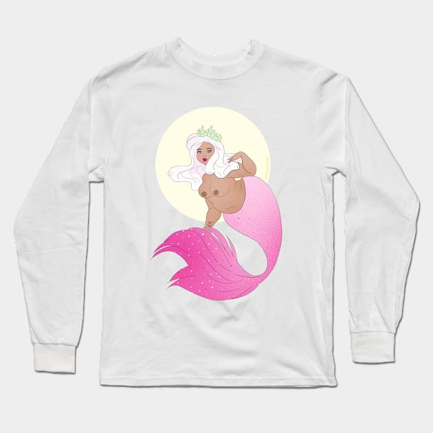 Chubby Mermaid Long Sleeve T-Shirt by Bopo Illustrator